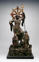 Figura de uma divindade guardiã, período Kamakura, do século XII a XIV (madeira)