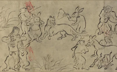 Frolicking animais (Choju Giga) Muromachi período (tinta no papel)