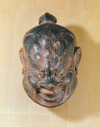 Máscara Gigaku, Período Nara (645-794) (madeira policromada)