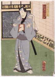 Ichimura Uzaemon In The Role Of Izutsuya Denbei (impressão em bloco de madeira a cores)