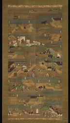 Biografia Ilustrada do Príncipe Shōkuu, pergaminho, período Kamakura (1185–1333) (tinta, cor e ouro na seda)