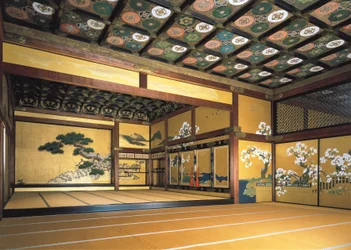Interior do castelo de Nijō (1602-1626). Arte Tokugawa. Arquitetura. Japão, Quioto