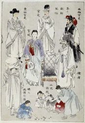 Coreia: trajes tradicionais dos nobres - estampa japonesa