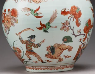Grande vaso de garrafa, decorado na Holanda no estilo Imari, Ko-Imari, final do século XVII (louça de barro com esmaltes sobrepostas) (detalhe de 117741)