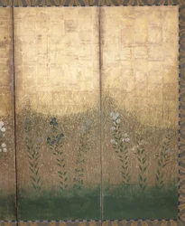Lua na planície de Musashi (cor e ouro sobre papel)