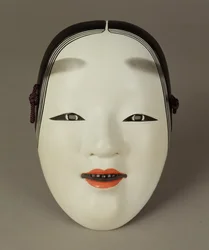 Máscara de teatro nô de uma jovem mulher, japonesa