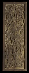 Painel com escultura em baixo relevo de apsaras budistas (madeira)