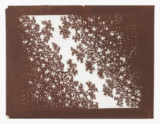 Papel stencil (katagami), final do século XIX (papel de casca de amora tratado com dióspiro
sumo e fio de seda)