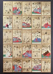 Cartas de jogar com 100 poetas e poemas, vendidos na Exposition Universelle em Paris em 1867 (caneta e tinta no papel)