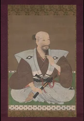 Retrato de um guerreiro, pendurado pergaminho