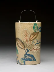 Garrafa de saquê, do século XVII (louça de kyoto com esmaltes de cobertura)