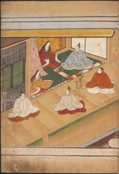 Nobres japoneses sentados, ilustração do 