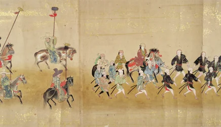 Sexta Embaixada da Coreia no Japão em Meireki 1 na época da sucessão de Tokugawa Ietsunas em 1651, possivelmente por Kano Masunobu (1625-94) (pintura de rolagem) (detalhe)