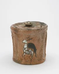Frasco de água de cerimônia de chá com tampa combinando, Kyoto, Kyoto-fu, período de Edo ou era de Meiji (cerâmica)