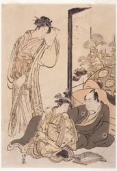 Três figuras, cerca de 1760-1810 (xilogravura)