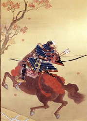 Warrior Munete. Pintura em seda da Escola Tosa, autora Chikana Morizumi dit Hsien. Século XVIII. Museo Chiossone. Genes