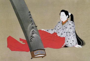 Mulher Jogando o Koto, reproduzido na revista The Kokka, c.1896-97