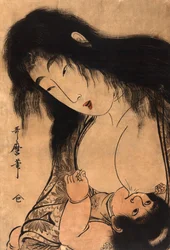 Yamauba a amamentar Kintaro, c.1804 (xilogravura)