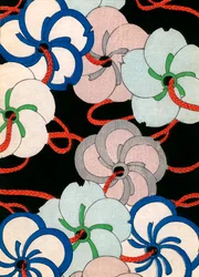 Impressão em bloco de madeira a cores de Ornamentos Camellia