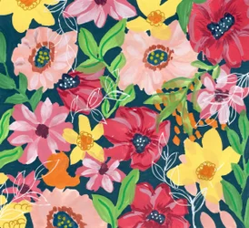 Flores pintadas com cores vivas