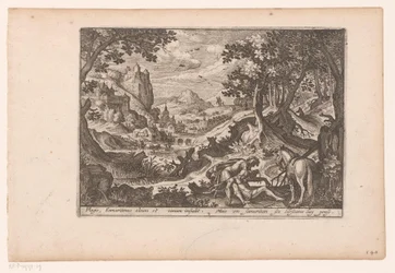 Paisagem com a história do Bom Samaritano: o samaritano ajuda a vítima no seu cavalo
História do Bom Samaritano (título da série)