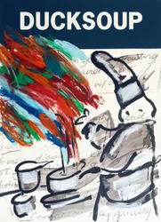Almoço do artista, 2017 (técnica mista sobre papel para aguarela montado num painel com receita no verso)