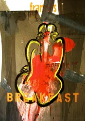 Pequeno-almoço, 2010 (técnica mista sobre papel para aguarela montado num painel com receita no verso)