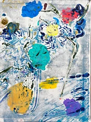 Fleur De Sel N.º 09 Monotipo colorido azul, 2021 (óleo sobre papel)