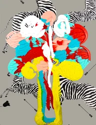 Fleur De Sel No. 31 Yellow Vase, 2023 (acrílico sobre papel de parede sobre tela)