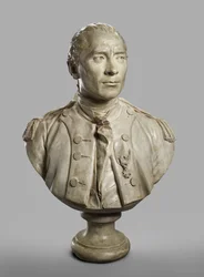 Busto de John Paul Jones, modelado em 1780, fundido em 1787-89 (gesso com tinta de terracota)