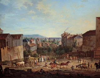 O bastião de Michottes em Nancy. Pintura de Jean Baptiste Claudot (1733-1805), cerca de 1801. Nancy, Musee Historique Lorrain - Bastião de Michottes em Nancy (França). Pintura de Jean Baptiste Claudot (1733-1805)