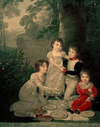 Quatro filhos de Joaquim Murat e Carolina Bonaparte (da esquerda: Letizia)