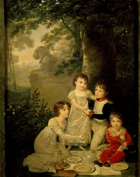 Quatro filhos de Joachim Murat e Caroline Bonaparte (a partir da esquerda, Letizia
