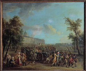 Revolução Francesa: "O povo de Paris deixa os Inválidos na manhã de 14 de Julho.