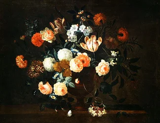 Vaso de Flores e Insectos (óleo sobre tela)