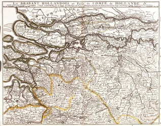 Mapa do Brabante Holandês (ou Brabante do Norte) e parte do Condado da Holanda (Holanda) (Gravura