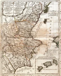 Mapa do Reino de Valência e Múrcia (Espanha) (Gravura