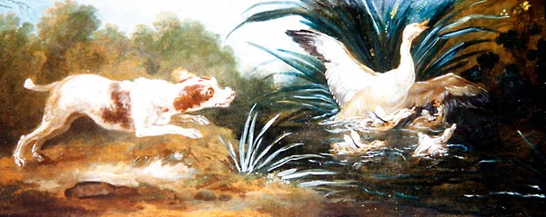 A Landscape with a Dog Chasing Ducks (óleo sobre tela)