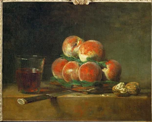 Panier de peches - cesto com pêssegos ...