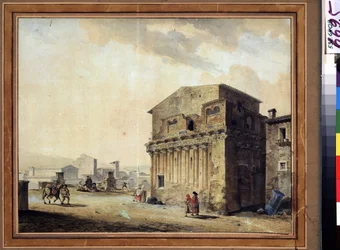 Roma, a casa de Pôncio Pilatos (10 aC-39 dC) (Roma, a casa de Pôncio Pilatos). Pintura de Jean François Thomas de Thomon (1754-1813). Aquarela e tinta sobre papel, 36,7 x 46,6 cm