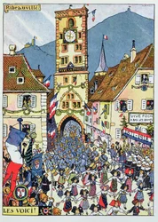 Entrada das tropas francesas em Ribeauville, Alsácia