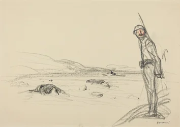Ao longo do Marne, provavelmente 1918 (lápis de cera sobre papel)