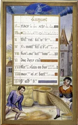 A colheita (signo da virgem) - fac-símile das Horas de Ana de Bretanha, de Jean Bourdichon
