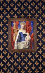 A Virgem a amamentar com manto de arminho, representada como Agnès Sorel - segundo a Virgem de Antuérpia de Jean Fouquet, cerca de 1452-1455