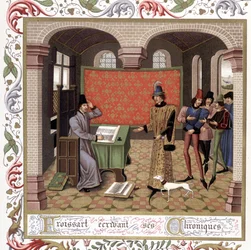 Froissart a escrever as suas crónicas - Miniatura, Idade Média