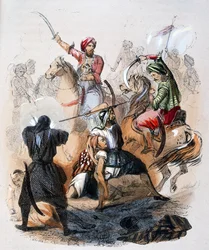 Ibrahim Pasha (1789-1848) no campo de batalha, durante a campanha contra os wahhabitas