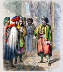 Mehemet Ali (1769-1849) recoit des messages de son fils en campagne en Arabie - Muhammad Ali Pasha ou Mehmet Ali recebe mensagens da campanha do seu filho na Arábia. Com o objetivo de derrotar a oposição na Arábia, Muhammad Ali enviou o seu filho, Ib