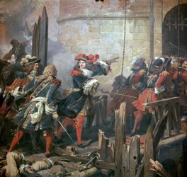 Luís XIV lidera o assalto de Valenciennes, século XVII.