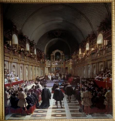 Os Estados Gerais de Paris 27 de Outubro de 1614 A assembleia realizou-se no Louvre, tendo sido presidida pelo rei Luís XIII com a sua mãe Marie de Medicis. Pintura de Jean Alaux (1786-1864), dit le Romain