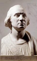 Busto de mármore de George Washington (1732-1789) Escultura de Jean Antoine Houdon (1741-1828) 1786 Paris, Musee du Louvre